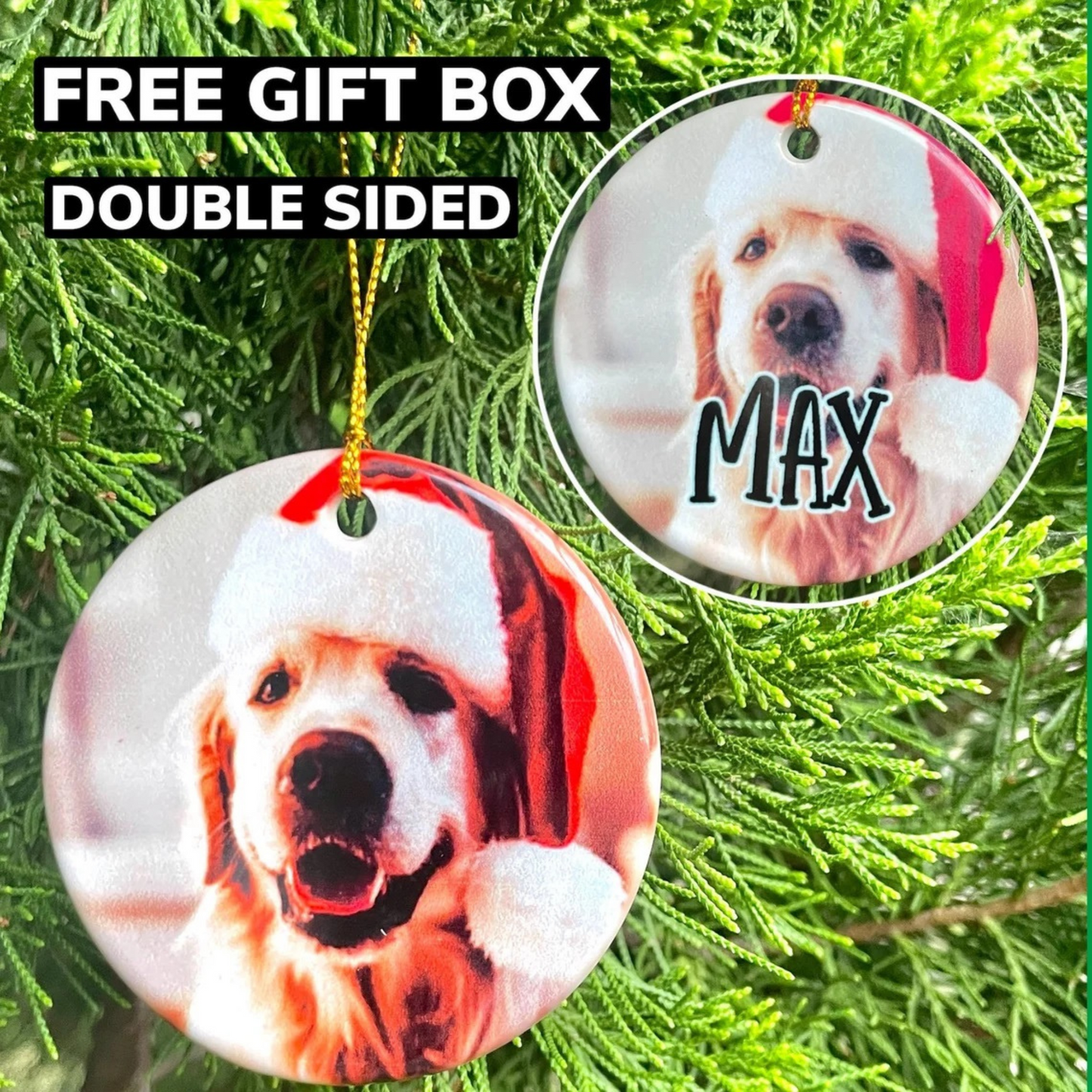 Personalized Ceramic Photo Ornament - 3 Inch, Double-Sided Printing with Free Gift Box