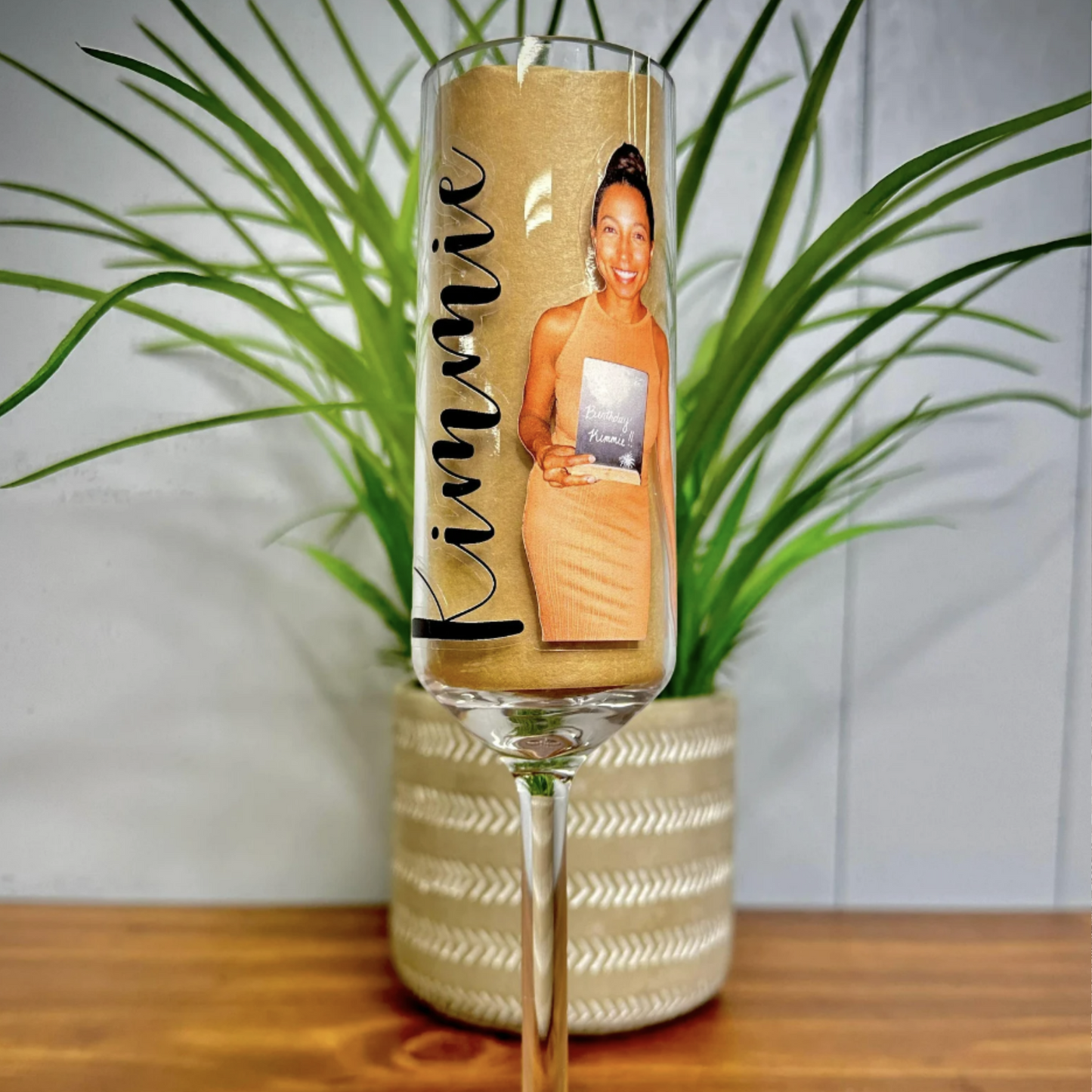Personalized 6 oz Plastic Champagne Flutes with Photo and Text