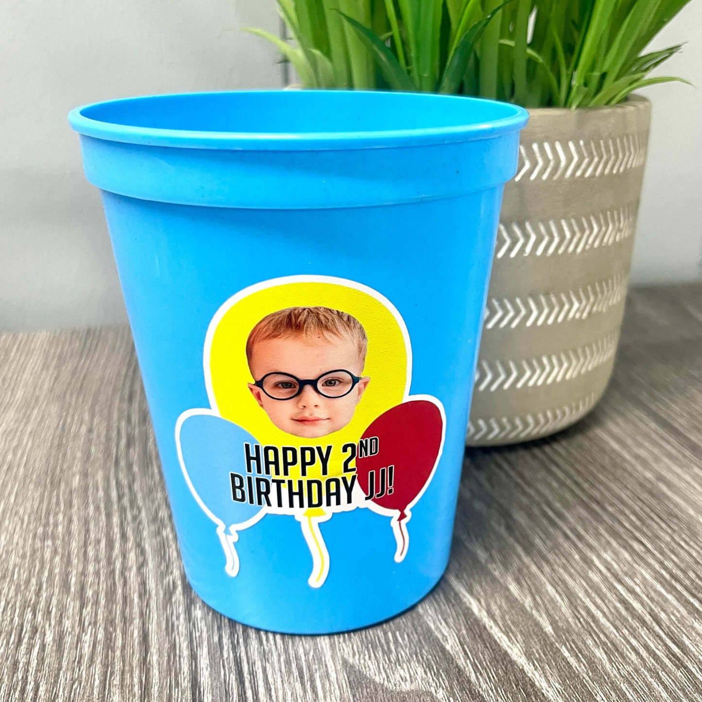 Personalized Balloon Celebration Stadium Cups - Set of 5