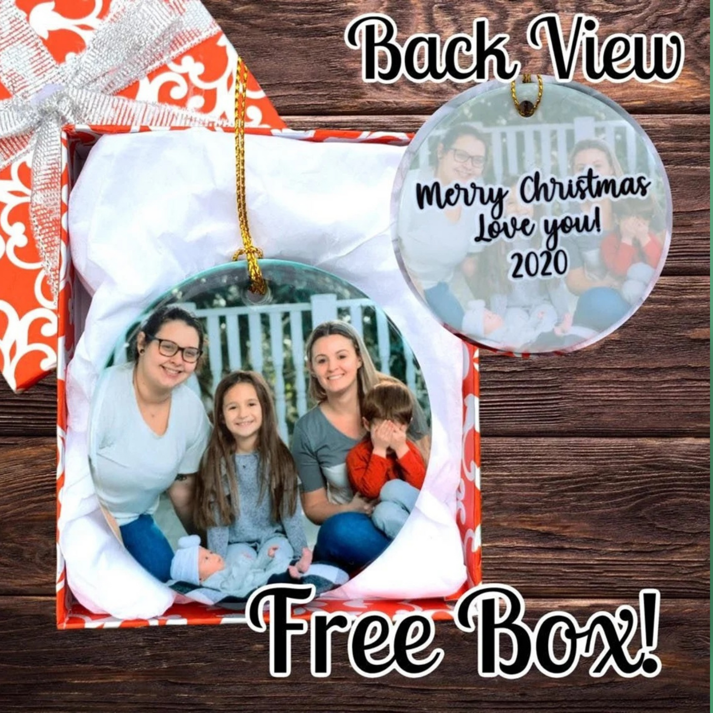Personalized Ceramic Photo Ornament - 3 Inch, Double-Sided Printing with Free Gift Box