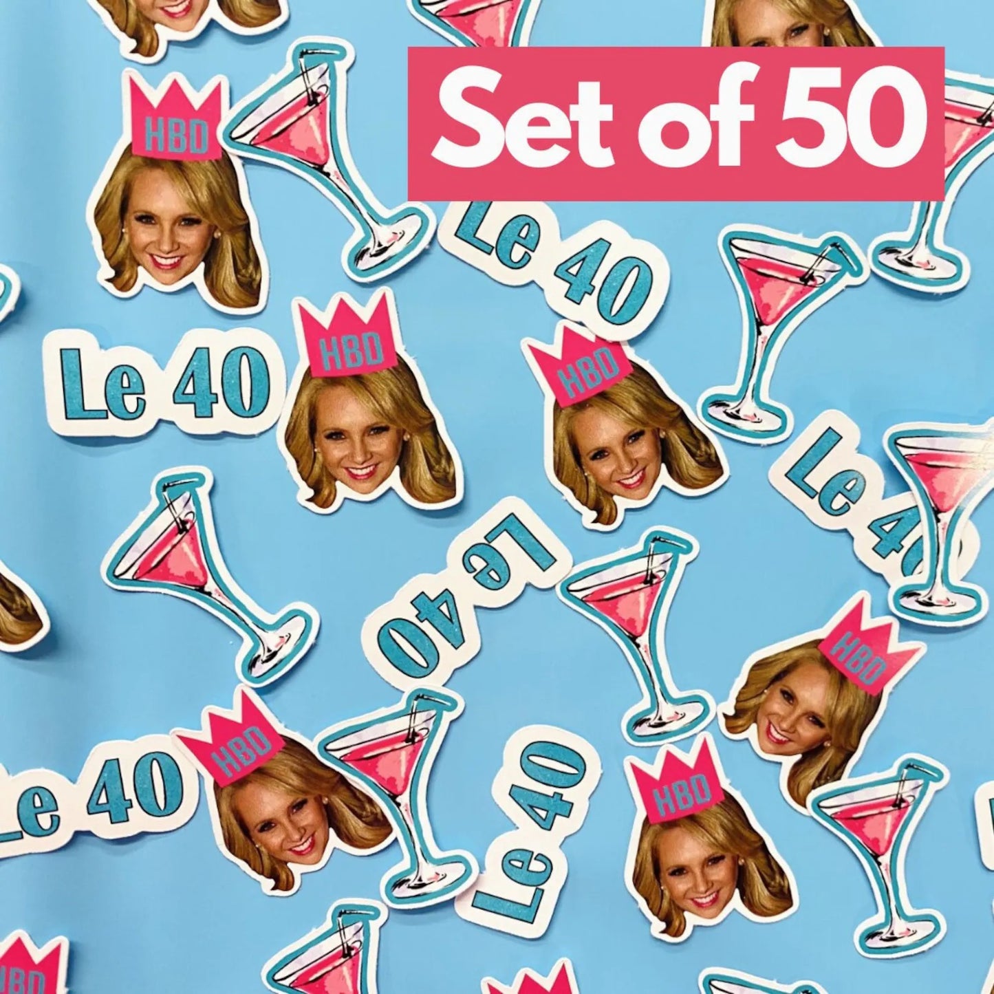 Custom Celebration Confetti Trio - Set of 50 Pieces for a Personalized Birthday Bash!