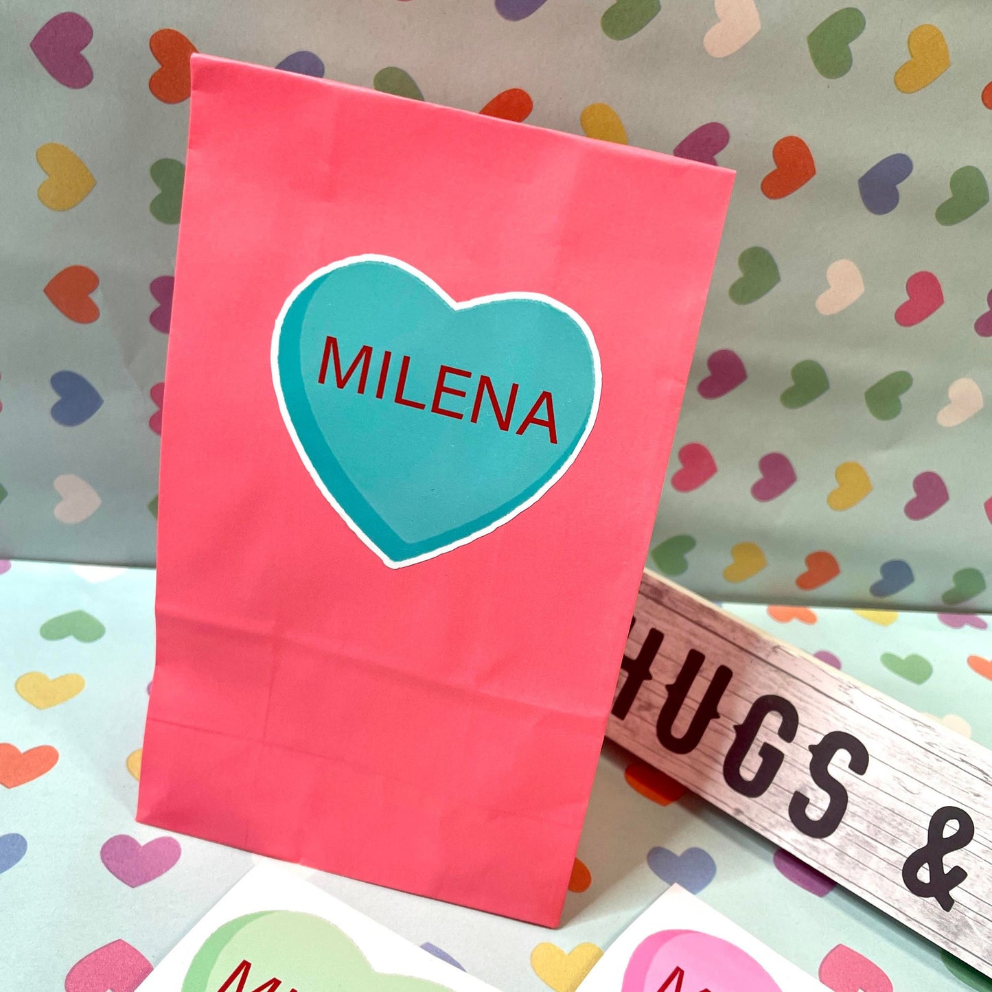 Personalized Conversation Heart Sticker Set - Share Sweet Messages with Style!