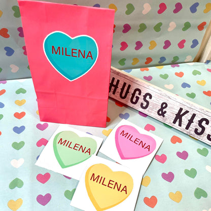 Personalized Conversation Heart Sticker Set - Share Sweet Messages with Style!