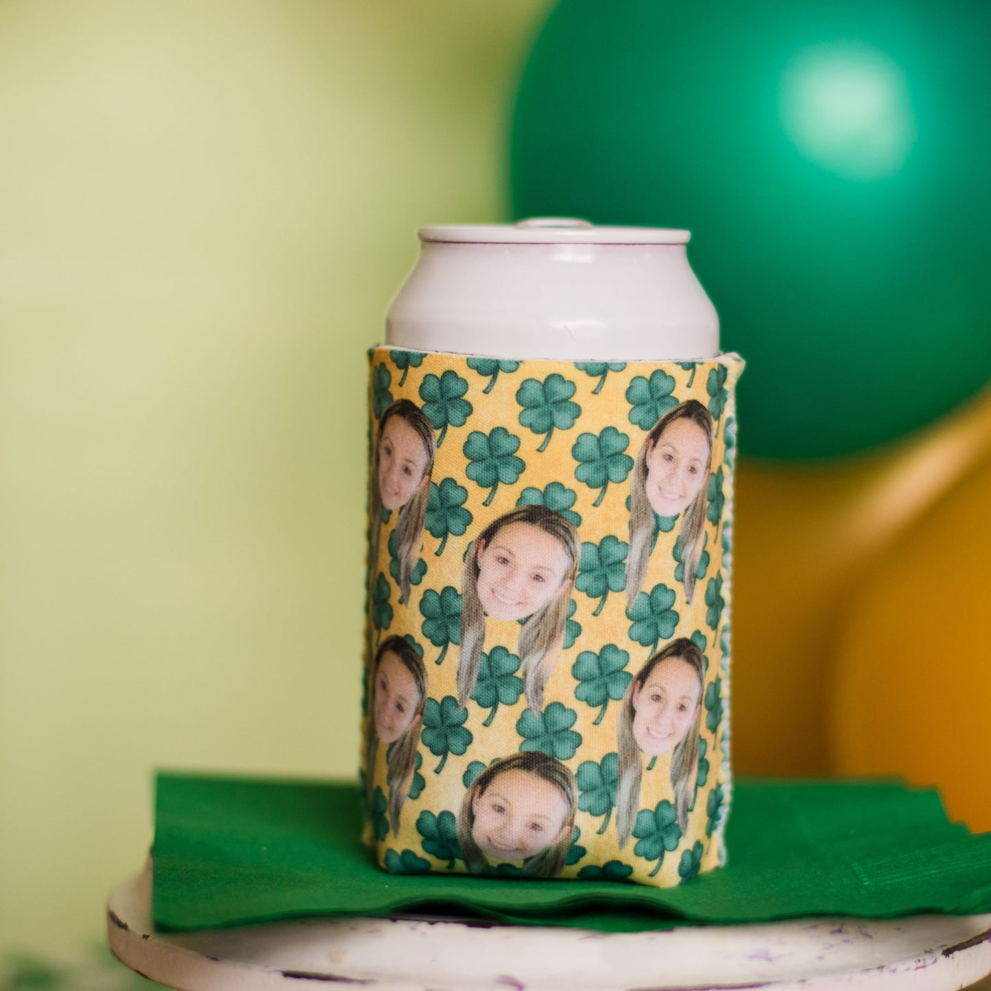"Personalized Luck on Tap: Custom St. Patrick's Day Can Cooler for Pub Crawls & Parades