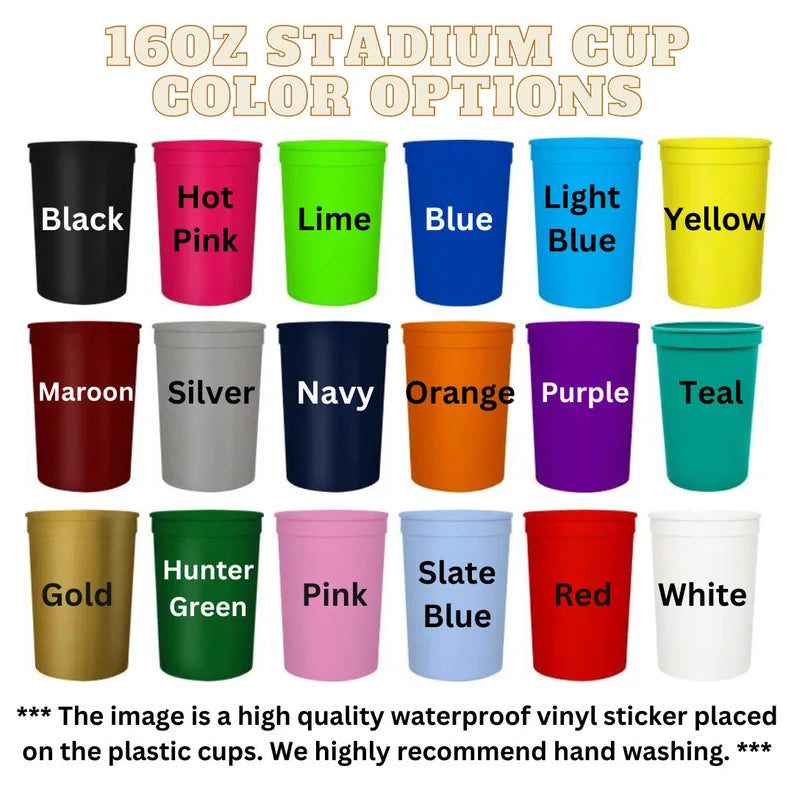 Personalized 16 oz Stadium Cups - Custom Photo and Text
