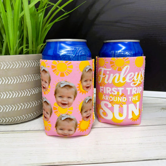 First Trip Around the Sun Photo Can Cooler