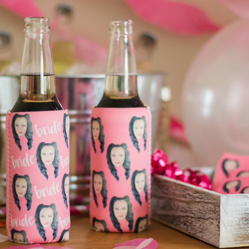 Bride's Besties Can Cooler Set: Personalized 'Bride' and Fun Face Collection!