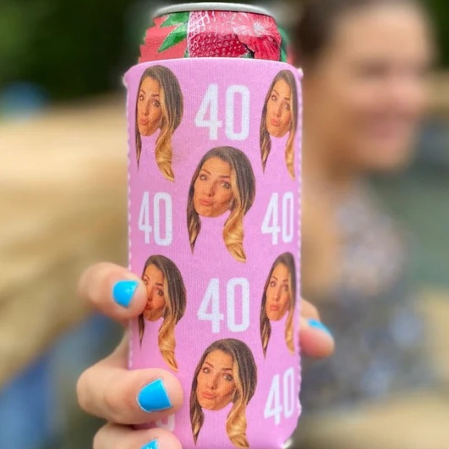 Custom Photo Birthday Can Cooler: Celebrate with Face & Age Delight!